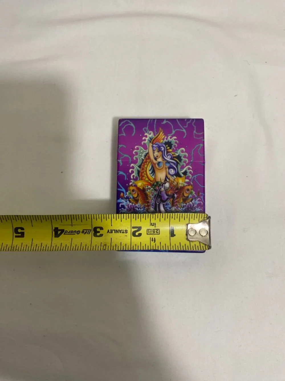 Mermaid Koi Fish Cigarette Case Holder Purple Decorative Plastic Flip Top Box